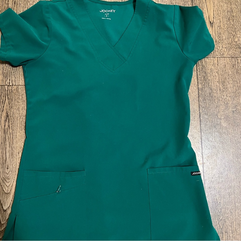 Jockey hunter green scrub top small